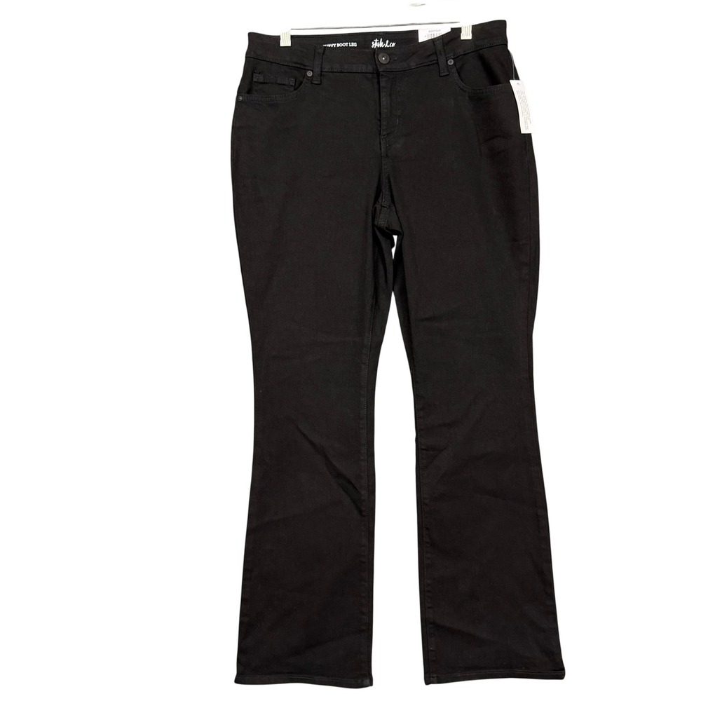 Style & Co Curvy Bootcut Jeans Womens 12 Black Mid Rise Slimming Stretch NWT
